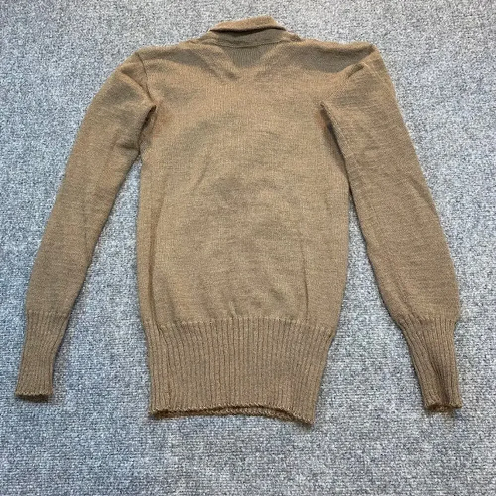 Vintage US Army Henley Wool Pullover Sweater Men Small Jack Young Military Brown